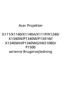 Brugsanvisning Acer P1500 Projektor