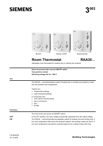 Manual Siemens RAA30 Thermostat
