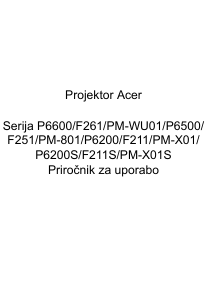 Priročnik Acer P6500 Projektor