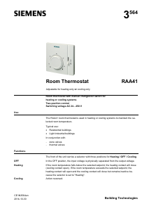 Manual Siemens RAA41 Thermostat