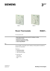 Manual Siemens RAB31 Thermostat