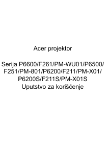 Priručnik Acer P6600 Projektor