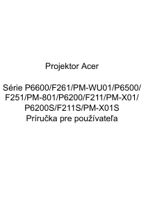 Návod Acer P6600 Projektor