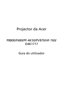 Manual Acer P8800 Projetor