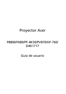 Manual de uso Acer P8800 Proyector