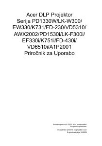 Priročnik Acer PD1330W Projektor