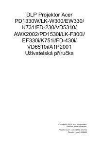 Manuál Acer PD1530i Projektor