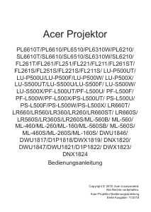 Bedienungsanleitung Acer PL6510 Projektor