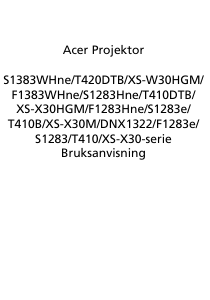 Bruksanvisning Acer S1283Hne Projektor