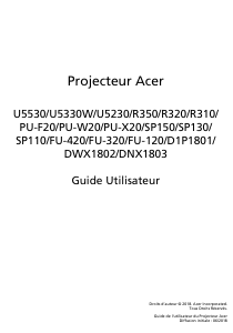 Mode d’emploi Acer U5330W Projecteur