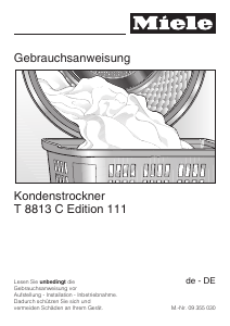 Bedienungsanleitung Miele T 8813 C Edition 111 Trockner