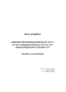 Priručnik Acer V6820M Projektor