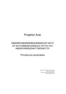 Návod Acer V6820M Projektor