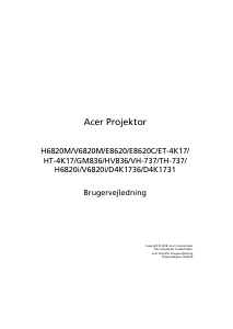 Brugsanvisning Acer V6820M Projektor
