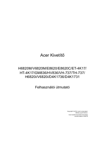 Használati útmutató Acer V6820i Vetítő