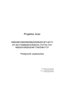 Instrukcja Acer V6820i Projektor