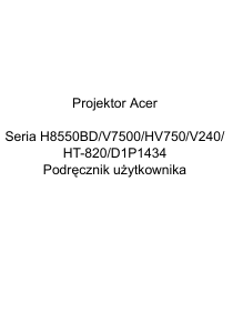 Instrukcja Acer V7500 Projektor