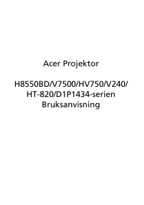 Bruksanvisning Acer V7500 Projektor