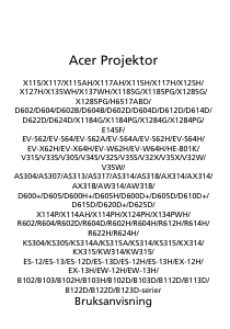 Bruksanvisning Acer X1185G Projektor