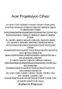Kullanım kılavuzu Acer X1185G Projektör