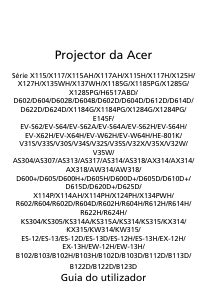Manual Acer X127H Projetor