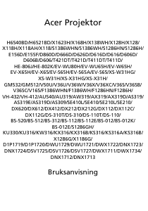 Bruksanvisning Acer X1623H Projektor