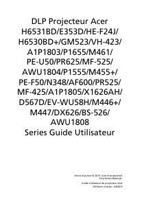 Mode d’emploi Acer X1626AH Projecteur
