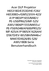 Bedienungsanleitung Acer X1626AH Projektor
