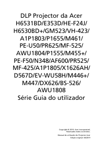 Manual Acer X1626AH Projetor