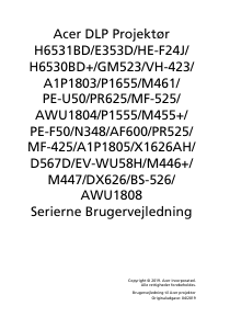 Brugsanvisning Acer X1626AH Projektor