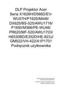 Instrukcja Acer X1626H Projektor