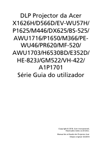 Manual Acer X1626H Projetor
