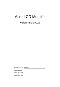 Kullanım kılavuzu Acer V246HYLD LCD ekran