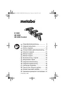 Manual Metabo HE 2300 Control Soprador de ar quente