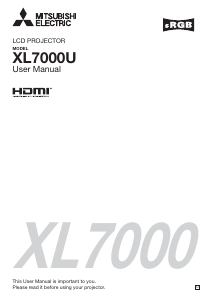 Bruksanvisning Mitsubishi XL7000U Projektor
