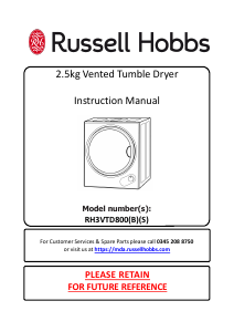 Manual Russell Hobbs RH3VTD800 Dryer
