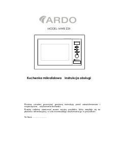 Instrukcja Ardo MWB 23X Kuchenka mikrofalowa