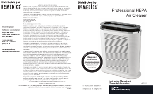 Manual de uso Homedics AR-20 Hepa Purificador de aire