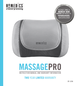Mode d’emploi Homedics SP-125H Massage Pro Appareil de massage