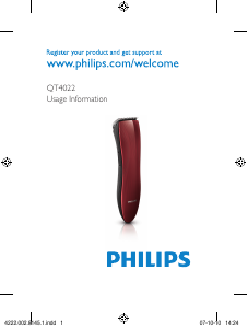 Bruksanvisning Philips QT4022 Skäggtrimmer