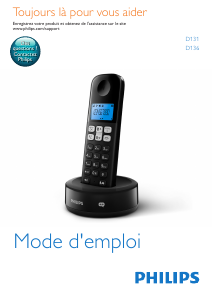 Mode d’emploi Philips D1361B Téléphone sans fil