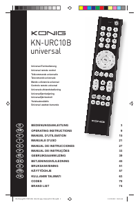 Käyttöohje König KN-URC10B Kaukosäädin