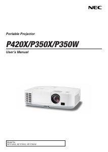Bruksanvisning NEC P420X Projektor