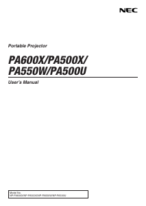Bruksanvisning NEC PA600X Projektor