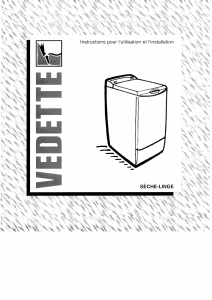 Mode d’emploi Vedette EG13 Sèche-linge