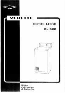 Mode d’emploi Vedette SL622 Sèche-linge