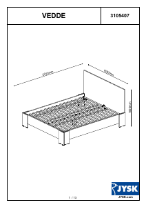 Manual de uso JYSK Vedde (160x200) Estructura de cama