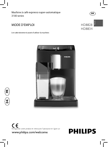 Mode d’emploi Philips HD8828 Cafetière