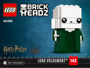 Rokasgrāmata Lego set 40496 Brickheadz Voldemorts, Nagīni un Bellatrise