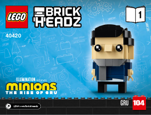 Rokasgrāmata Lego set 40420 Brickheadz Grū, Stjuarts un Otto